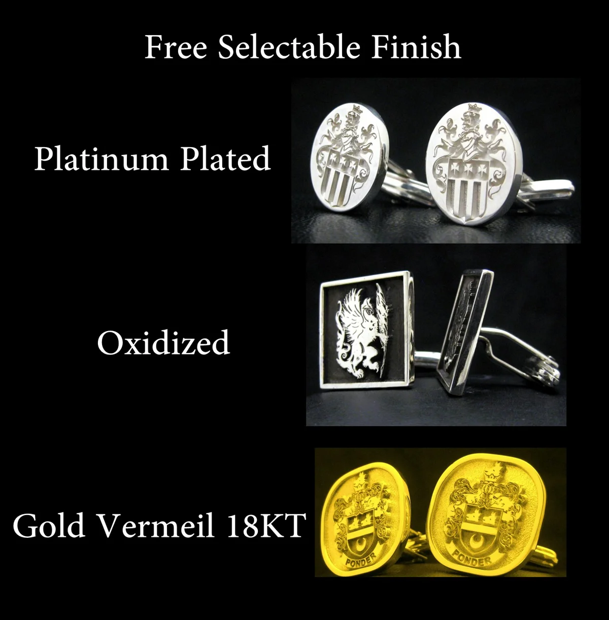Free Selectable Cufflinks finish