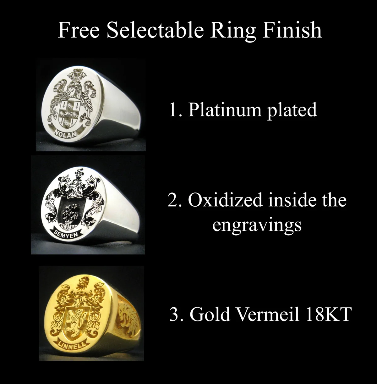 Free Selectable Ring Finish Platinum - Oxidized - Gold