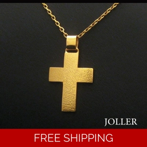 Gold Cross 18K Hammered