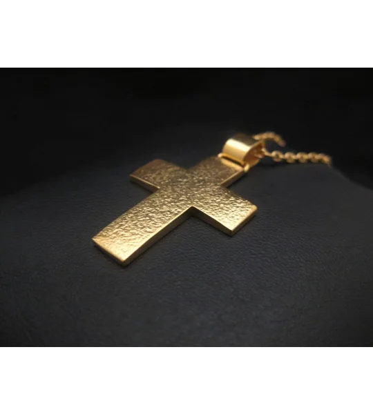 Gold Cross 18K Hammered