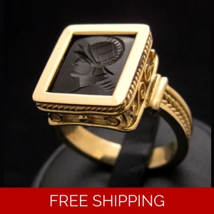 Spartan Warrior Signet Ring Onyx 18KT Gold