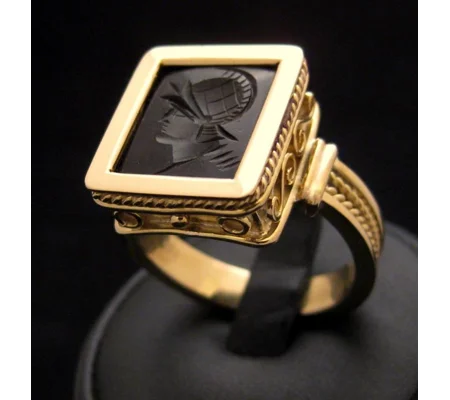 Spartan Warrior Signet Ring Onyx 18KT Gold