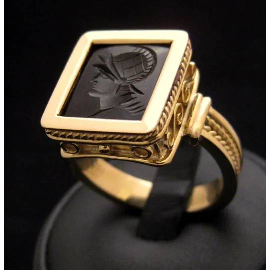Spartan Warrior Signet Ring Onyx 18KT Gold