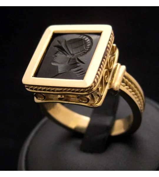 Spartan Warrior Signet Ring Onyx 18KT Gold