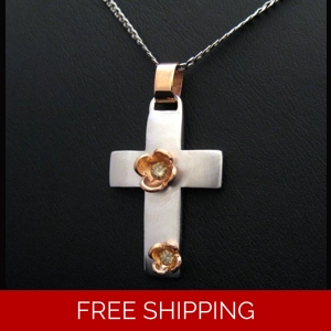 White Gold Diamond Cross Necklace
