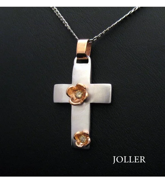 White Gold Diamond Cross Necklace