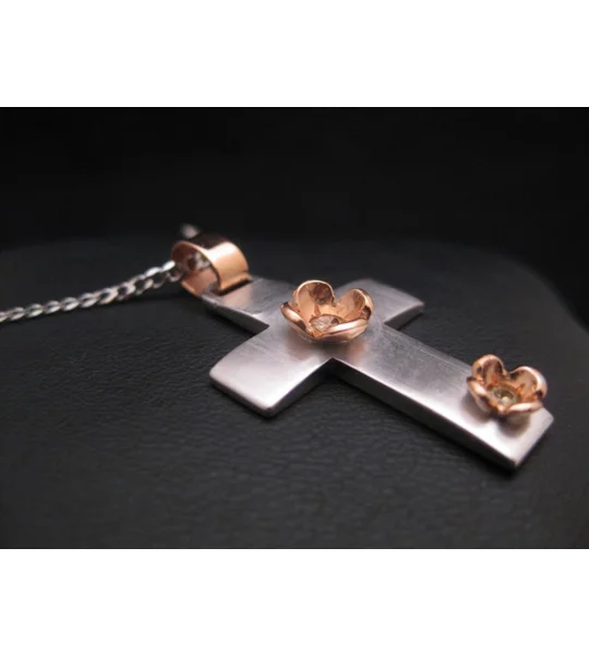 White Gold Diamond Cross Necklace