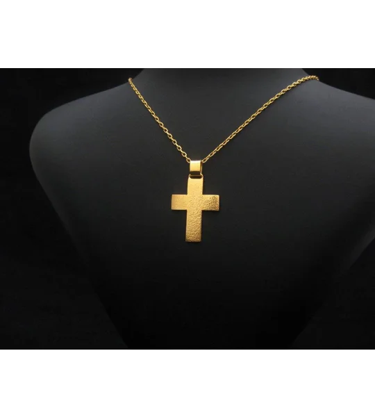 Gold Cross 18K Hammered