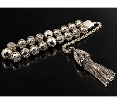 Handmade Greek Komboloi – Sterling Silver 925 Royal Worry Beads