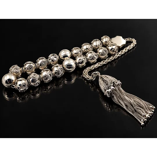 Handmade Greek Komboloi – Sterling Silver 925 Royal Worry Beads