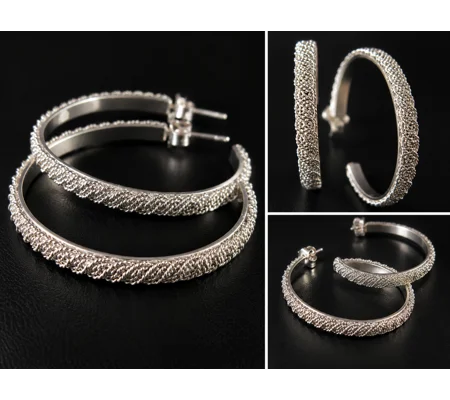Handmade Sterling Silver Filigree Hoop Earrings