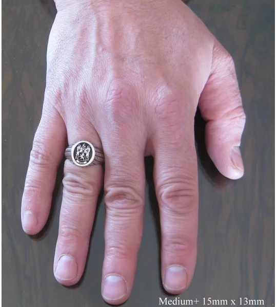 Custom Made Family Crest Ring Croco Pattern