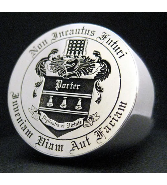 Custom Made Round Family Crest Ring