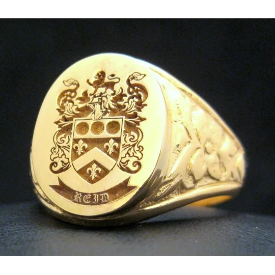 Solid Gold Custom Made Family Crest Antique Ring