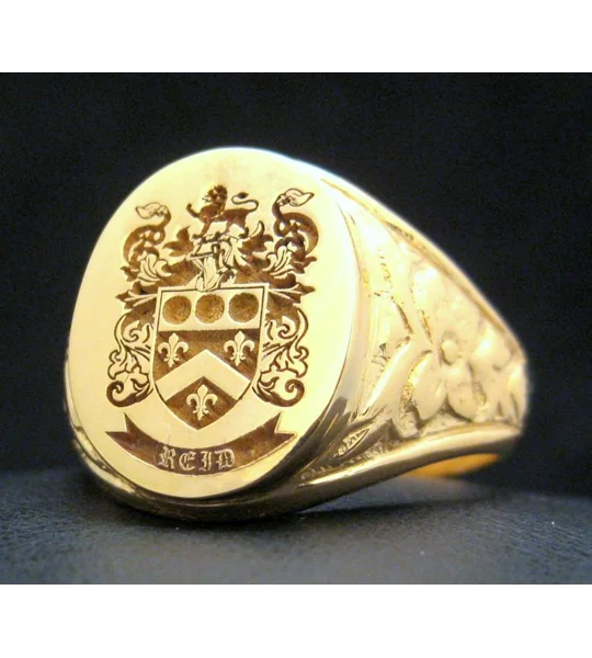 Solid Gold Custom Made Family Crest Antique Ring