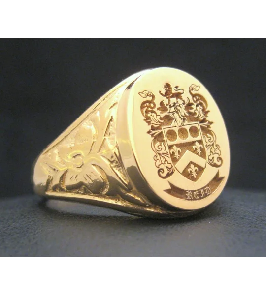 Solid Gold Custom Made Family Crest Antique Ring
