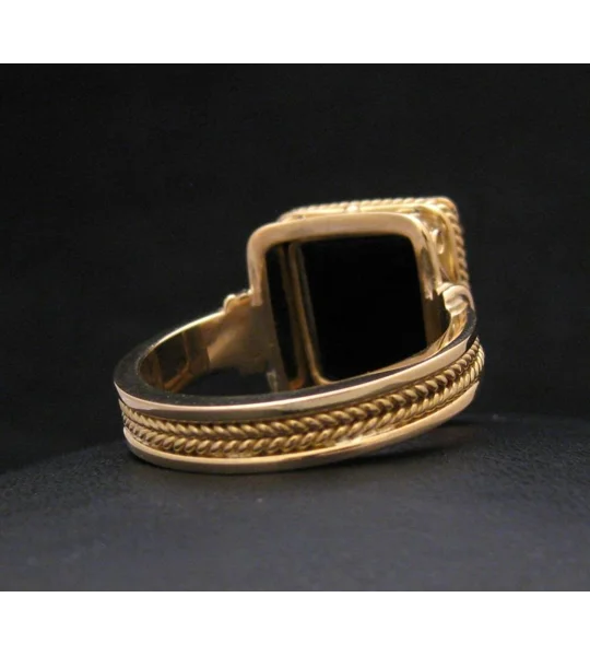 Spartan Warrior Signet Ring Onyx 18KT Gold