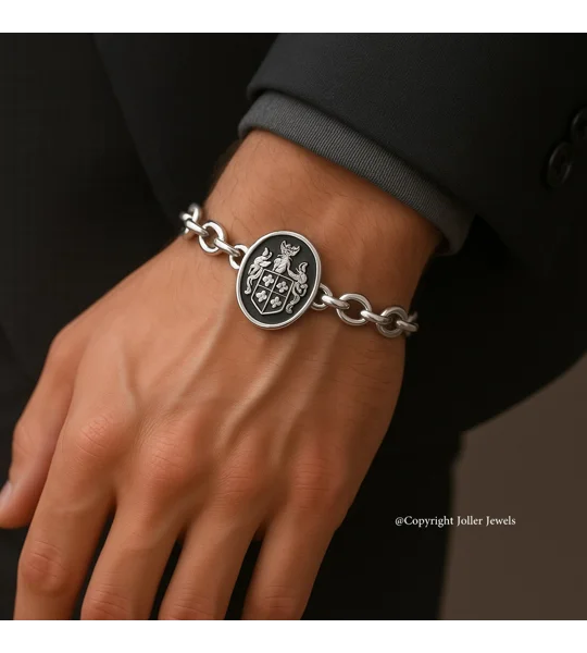 Men's Coat of Arms Oval Bracelet Wrist Model
