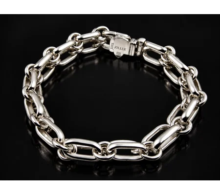Men's Handmade Sterling Silver Bracelet – Double Oval Links