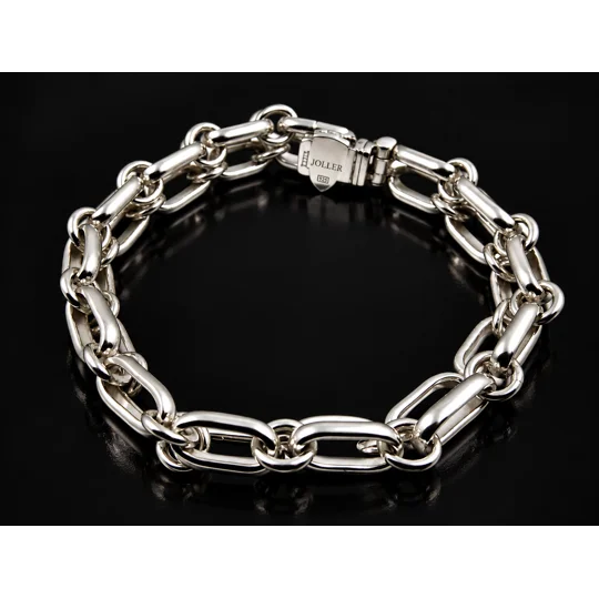 Men's Handmade Sterling Silver Bracelet – Double Oval Links