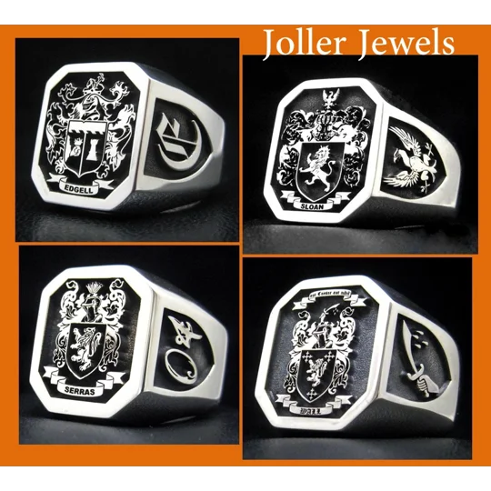 Custom Made Family Crest Octagon Ring