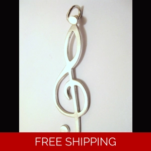 Treble Clef Note Pendant - Handmade 60mm