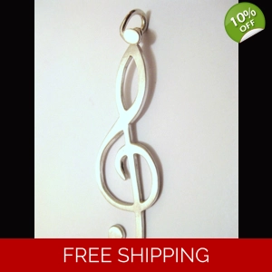 Treble Clef Note Pendant - Handmade 60mm