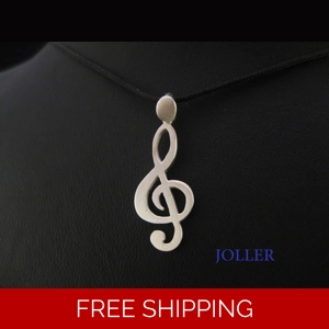 Music Pendant Treble Clef Note - Handmade