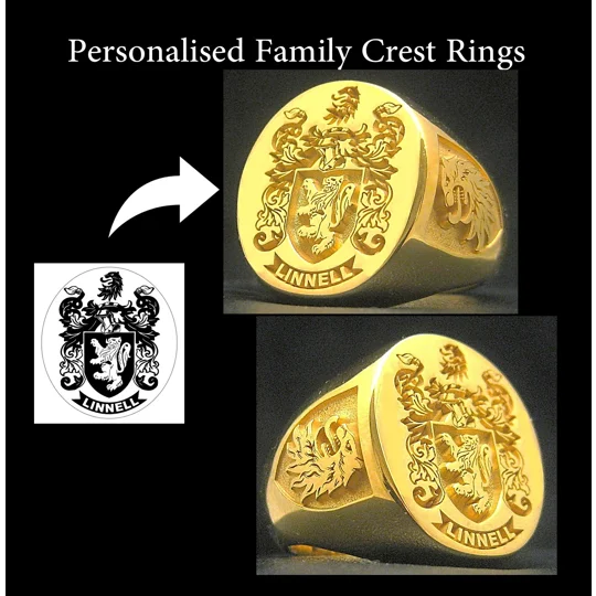 Personalised Family Crest Rings Gold