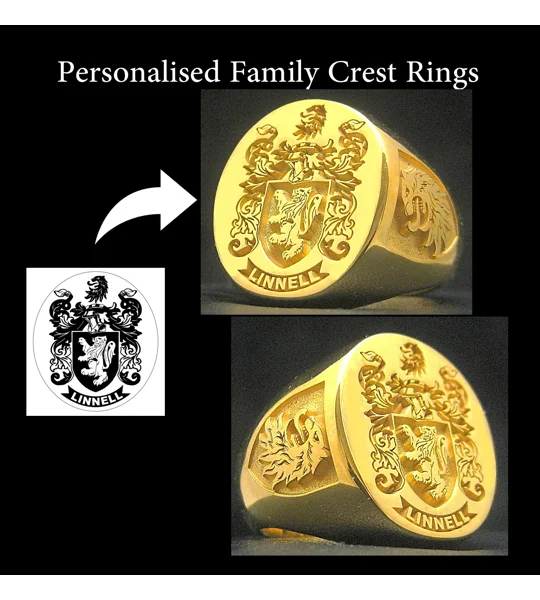 Personalised Family Crest Rings Gold