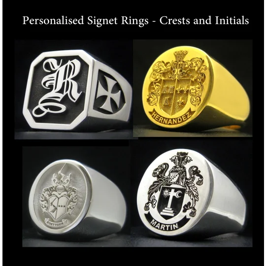 Personalised Signet Rings - Crests and Initials