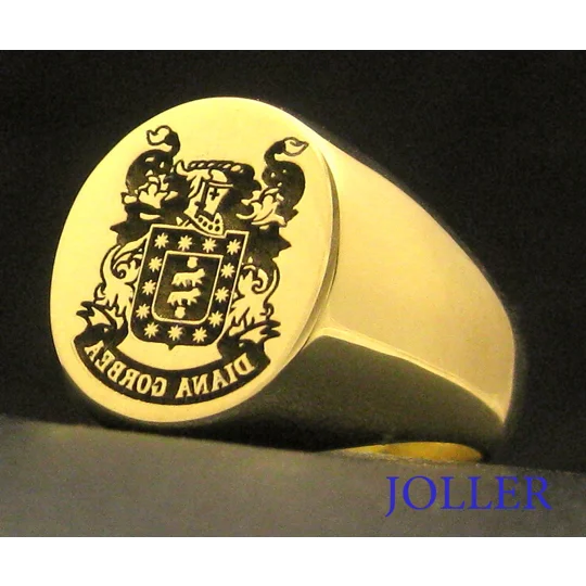 Solid Gold Custom Engraved Family Crest Ring