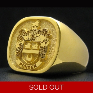 Solid Gold Square Family Crest Ring
