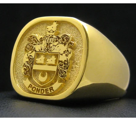 Solid Gold Square Family Crest Ring