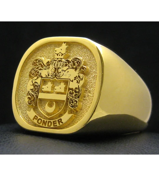 Solid Gold Square Family Crest Ring