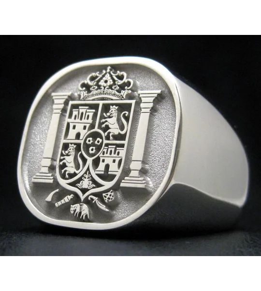 Custom Made Family Crest Cushion Ring