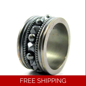 Men's Black Large Wedding Band