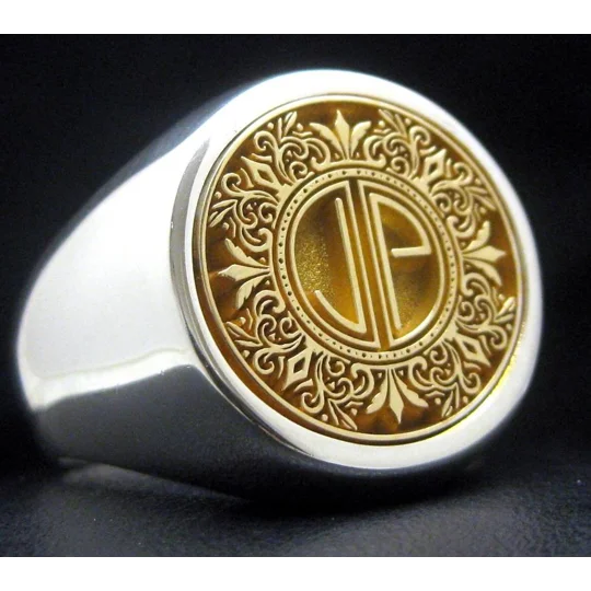 Custom Made Family Crest Ring - Any Logo - Round Signet Ring