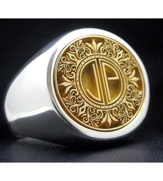 Custom Made Family Crest Ring - Any Logo - Round Signet Ring