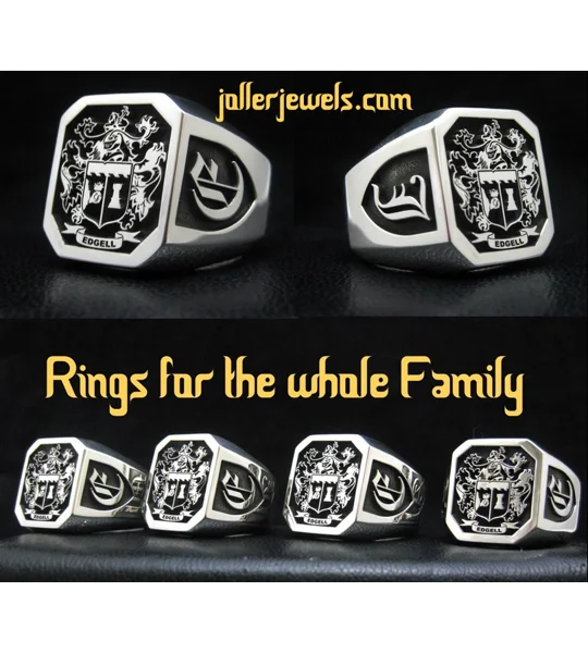 Custom Made Family Crest Octagon Ring