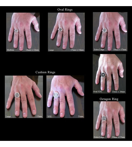 family crest rings Medium to Extra Large, finger wearing