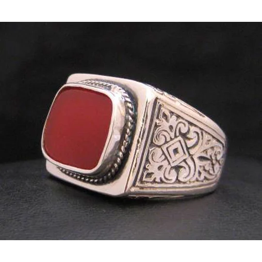 Mens Signet Ring Carnelian