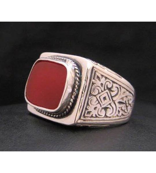 Mens Signet Ring Carnelian