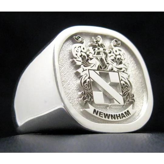 Custom Engraved Family Crest Cushion Ring