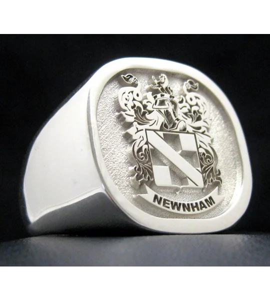 Custom Engraved Family Crest Cushion Ring