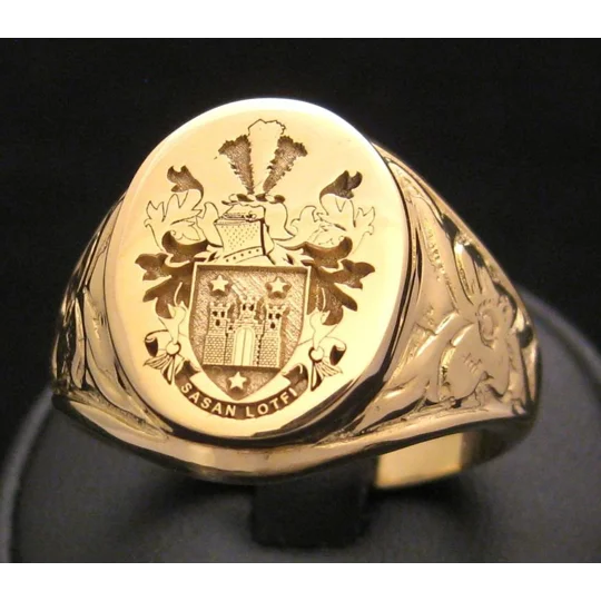 Solid Gold Custom Made Family Crest Antique Ring
