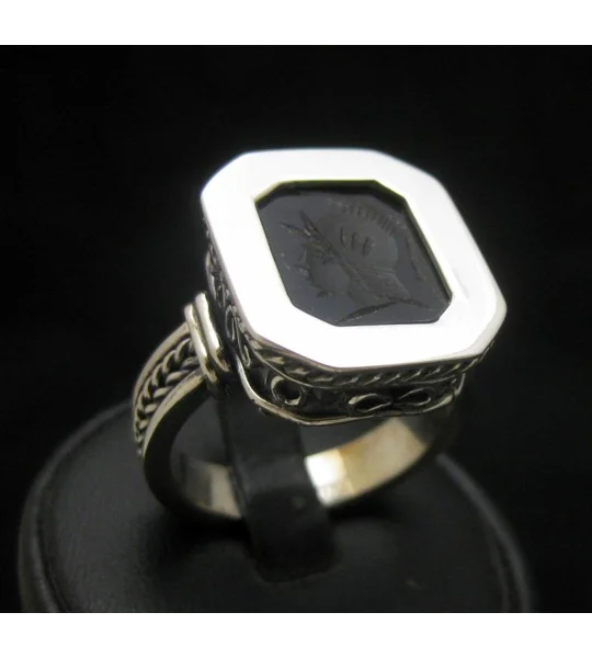 Roman Warrior Signet Ring - Onyx