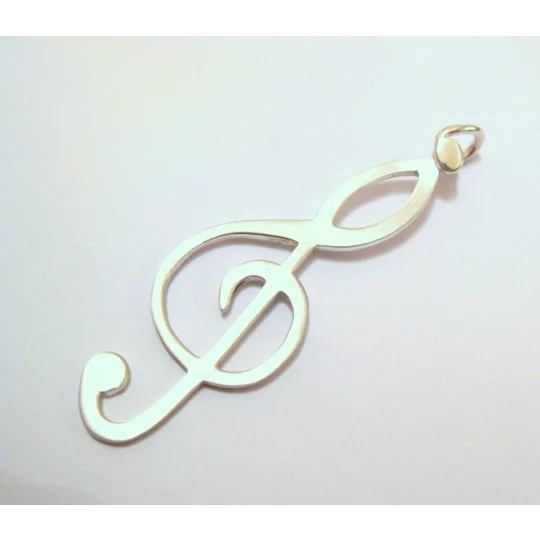 Treble Clef Note Pendant - Handmade 60mm