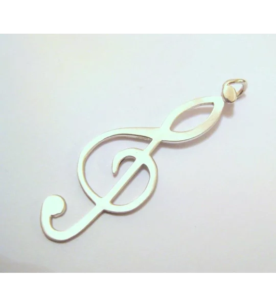 Treble Clef Note Pendant - Handmade 60mm