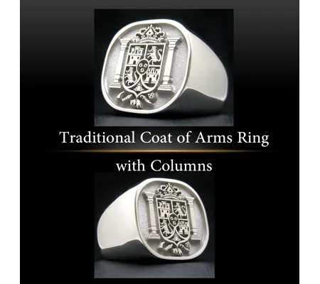 Traditional Coat of Arms Ring with Columns